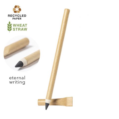 Lápis eterno com tampa em papel reciclado e ponta em palha de trigo