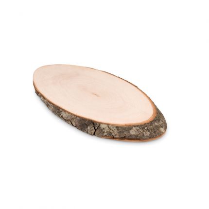 Tábua de madeira oval com casca