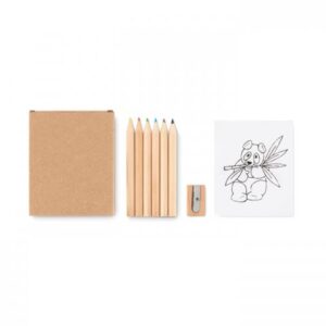 Set com lápis de cor e livro para colorir