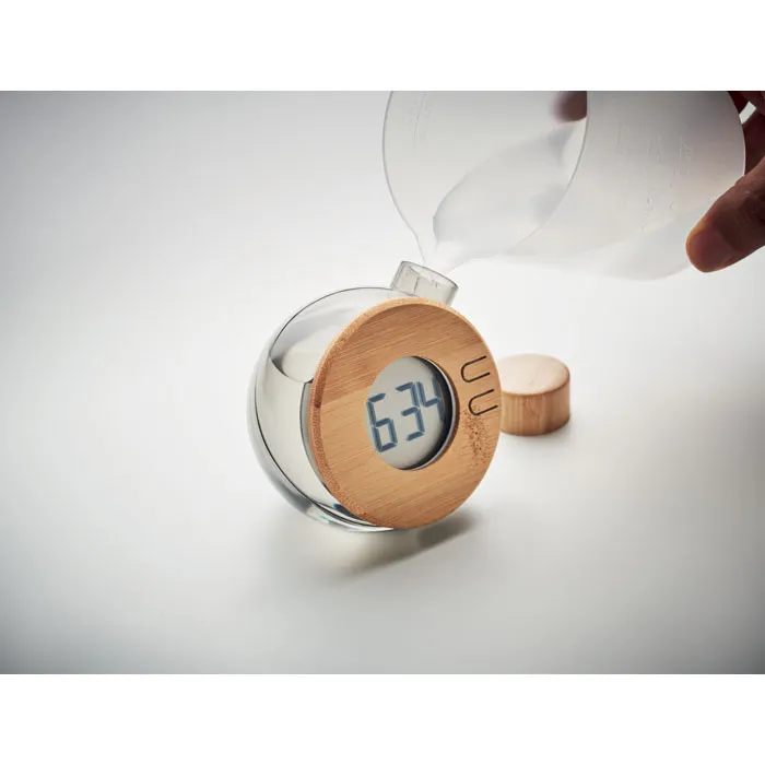 Relógio LCD de bambu a água
